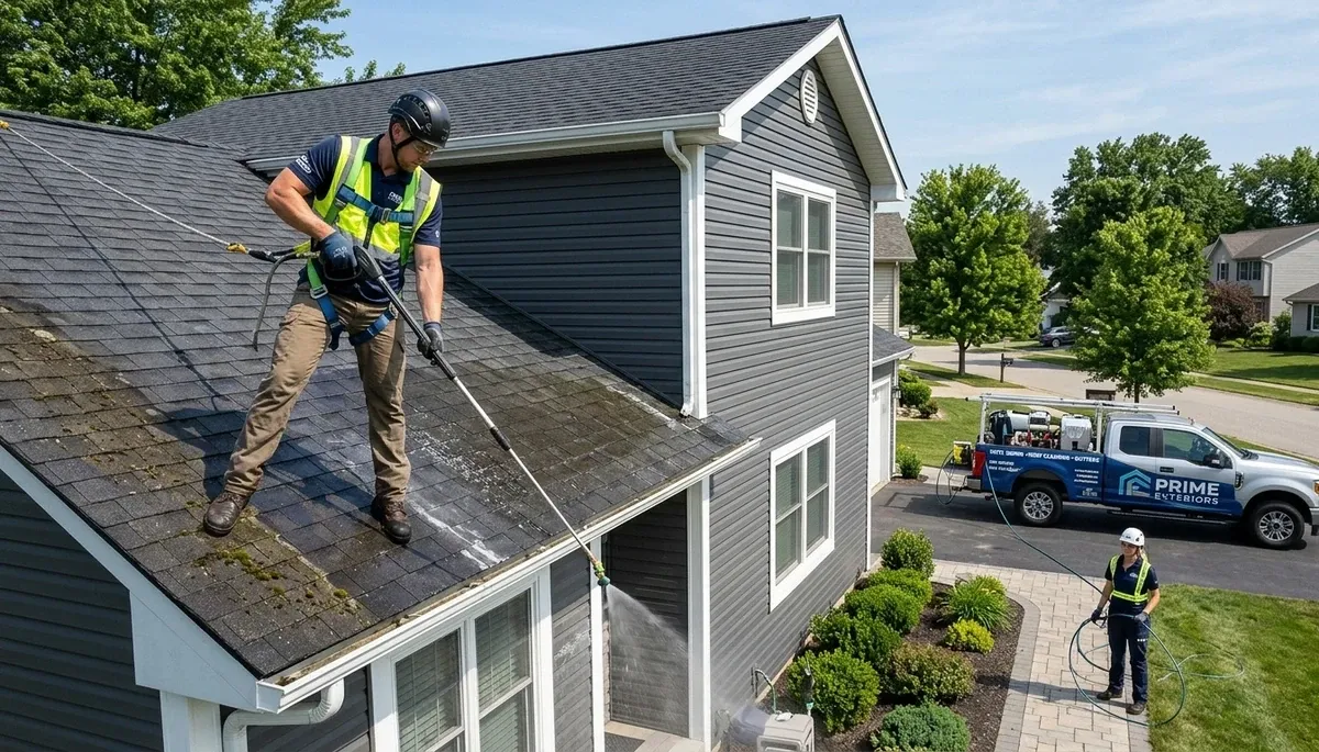 Professional roof cleaning and vinyl siding maintenance in Orlando, FL by Next Level Exteriors